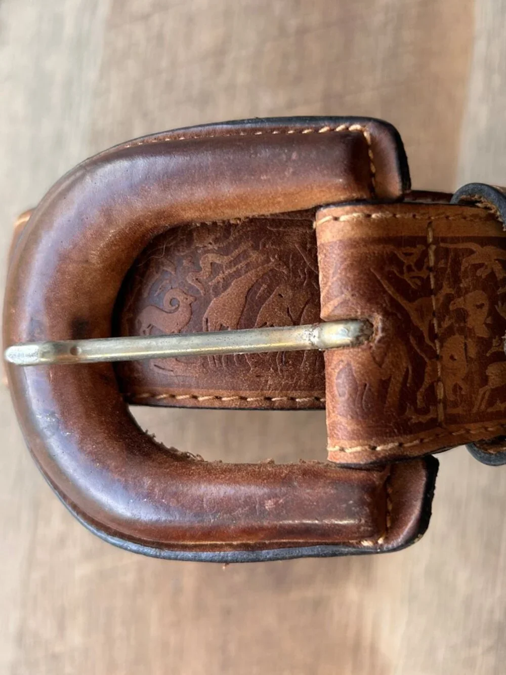 Vintage Lord & Taylor Italian Leather Belt Safari Animal Embossed Western Boho